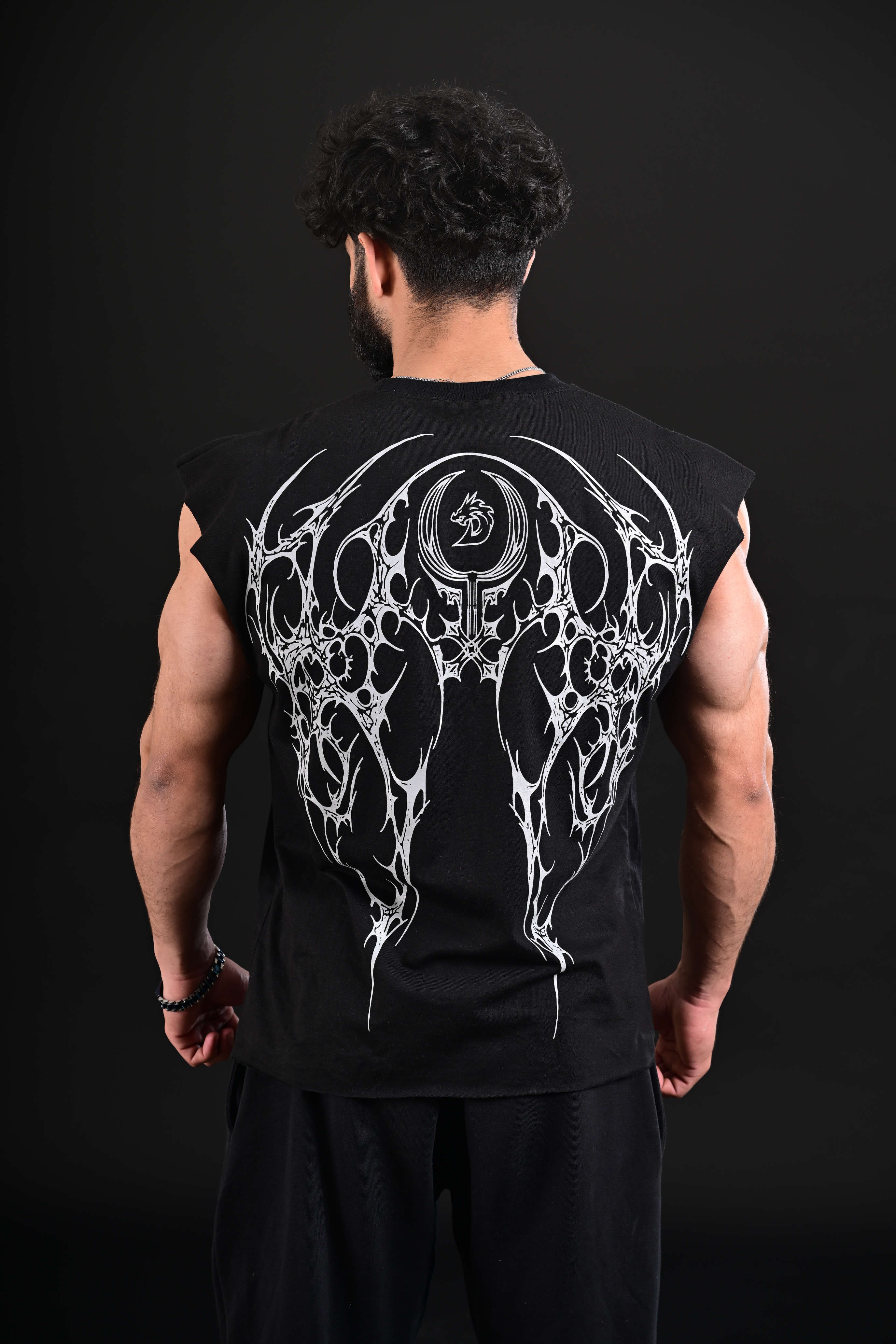 black cropped tank top men gym wear