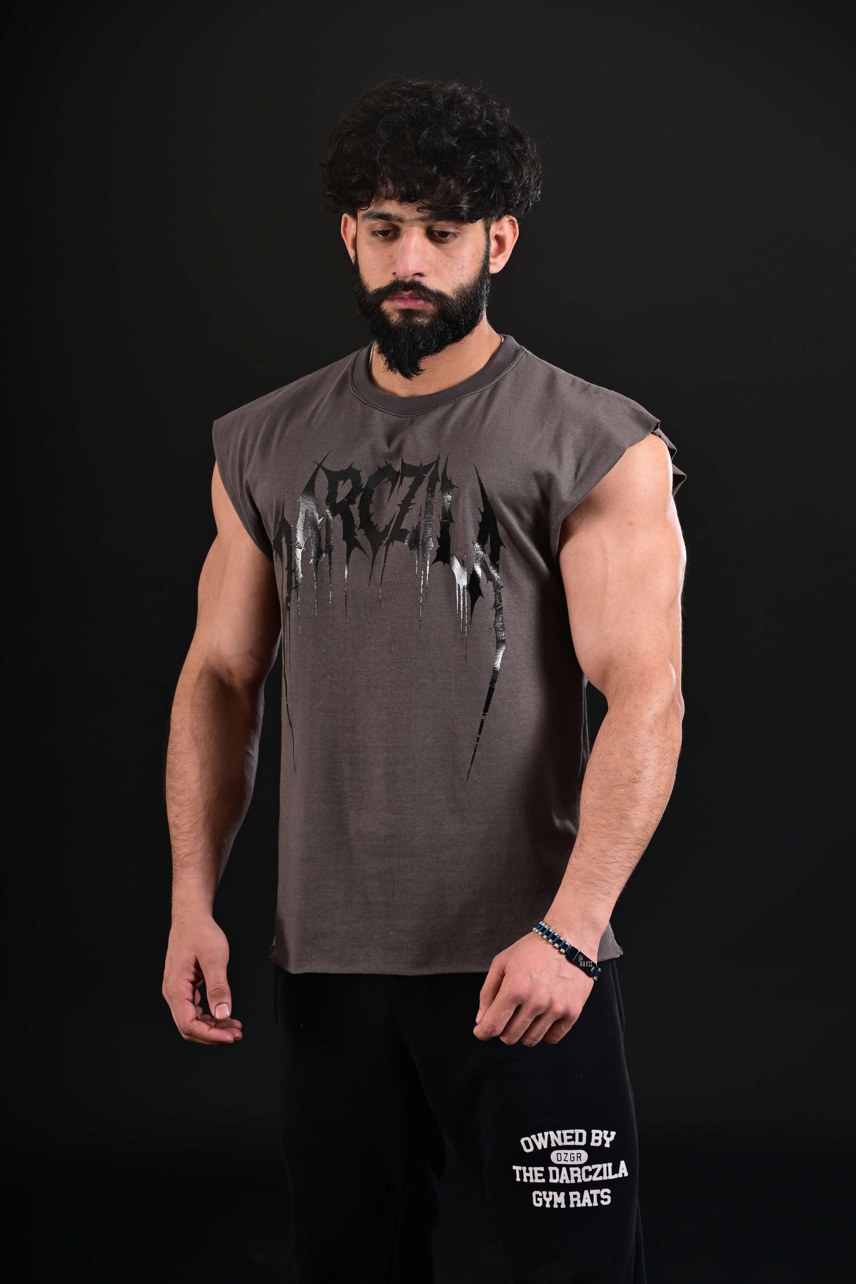 fitness sleeveless shirt men grey