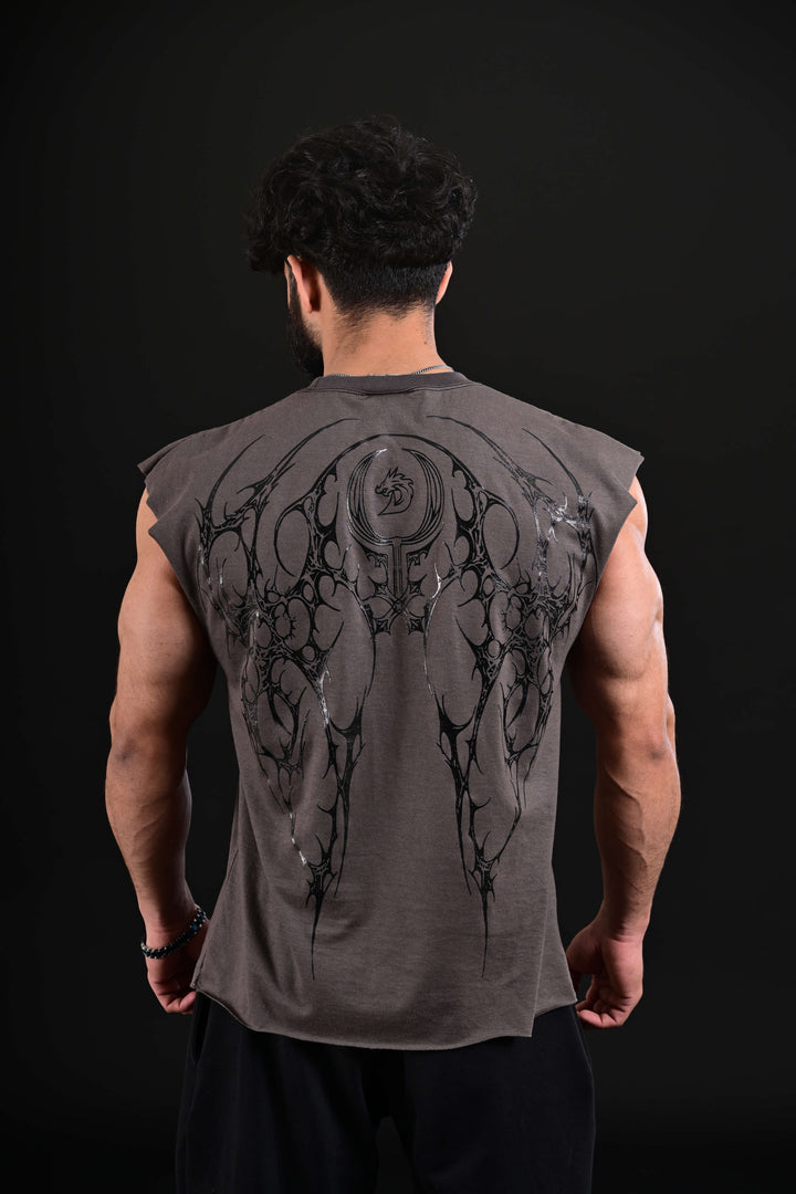 grey sleeveless gym tank top men