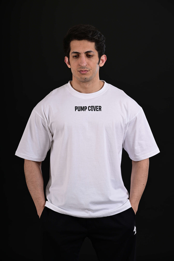 White oversized drop shoulder t-shirt men Pakistan