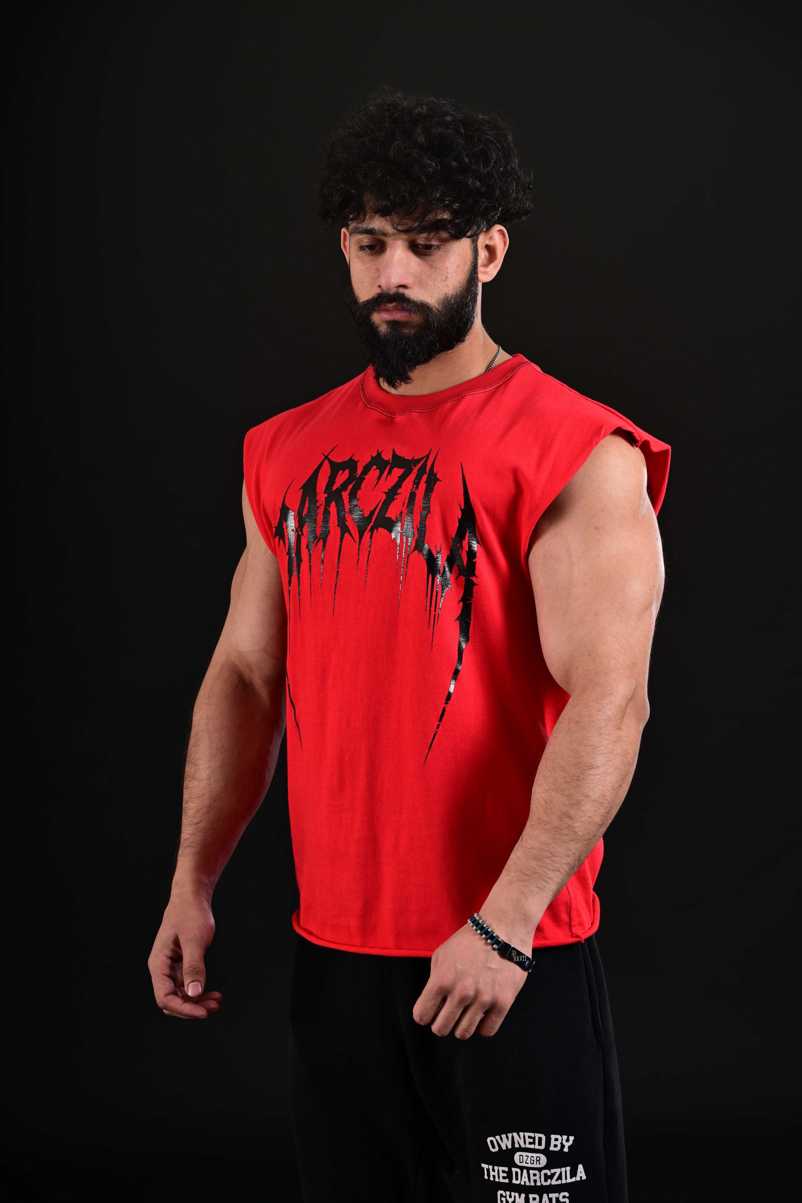 red muscle tank men gym wear