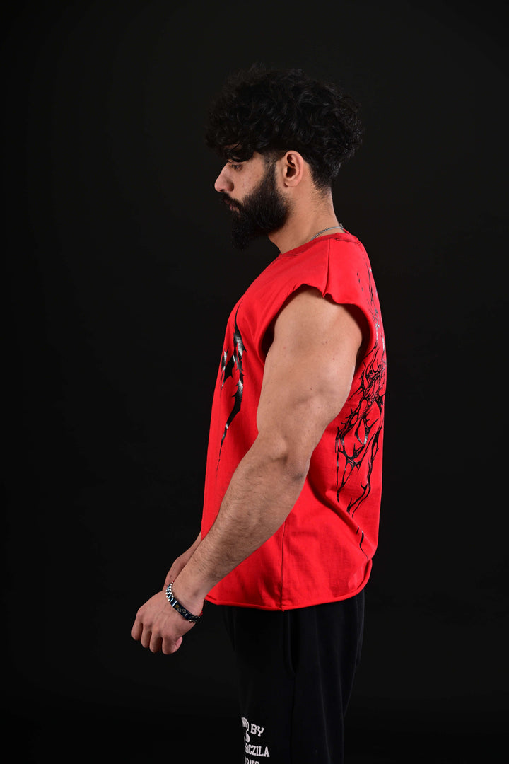 darczila red sleeveless workout tank