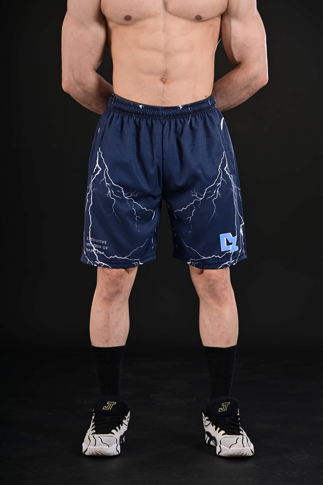 white lightning gym shorts men