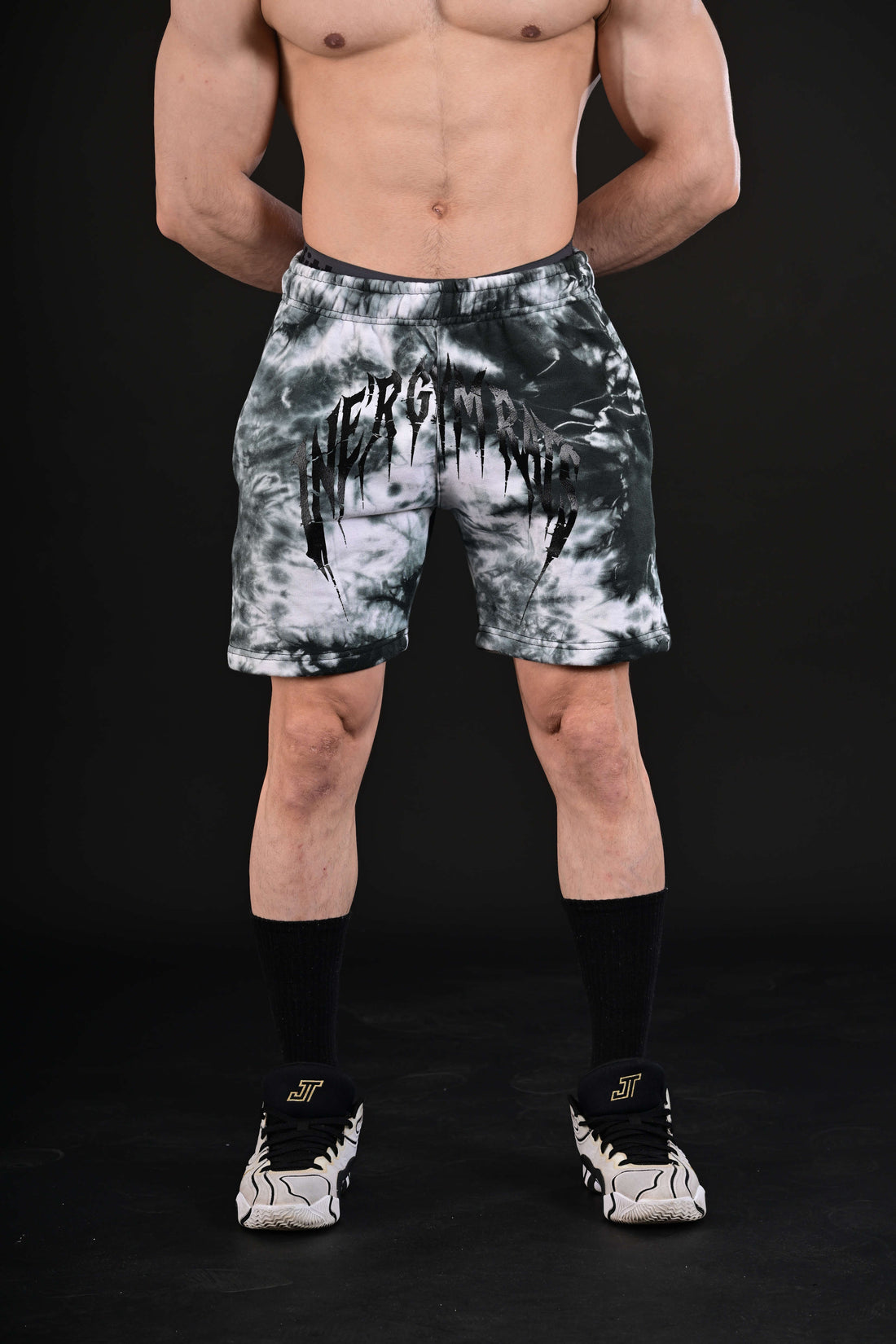 white tie dye gym shorts men