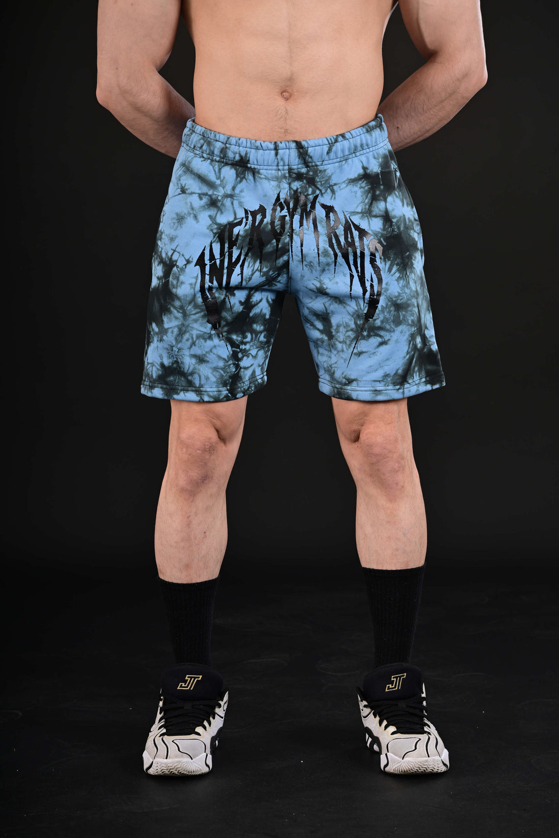 turquoise gym shorts men tie dye