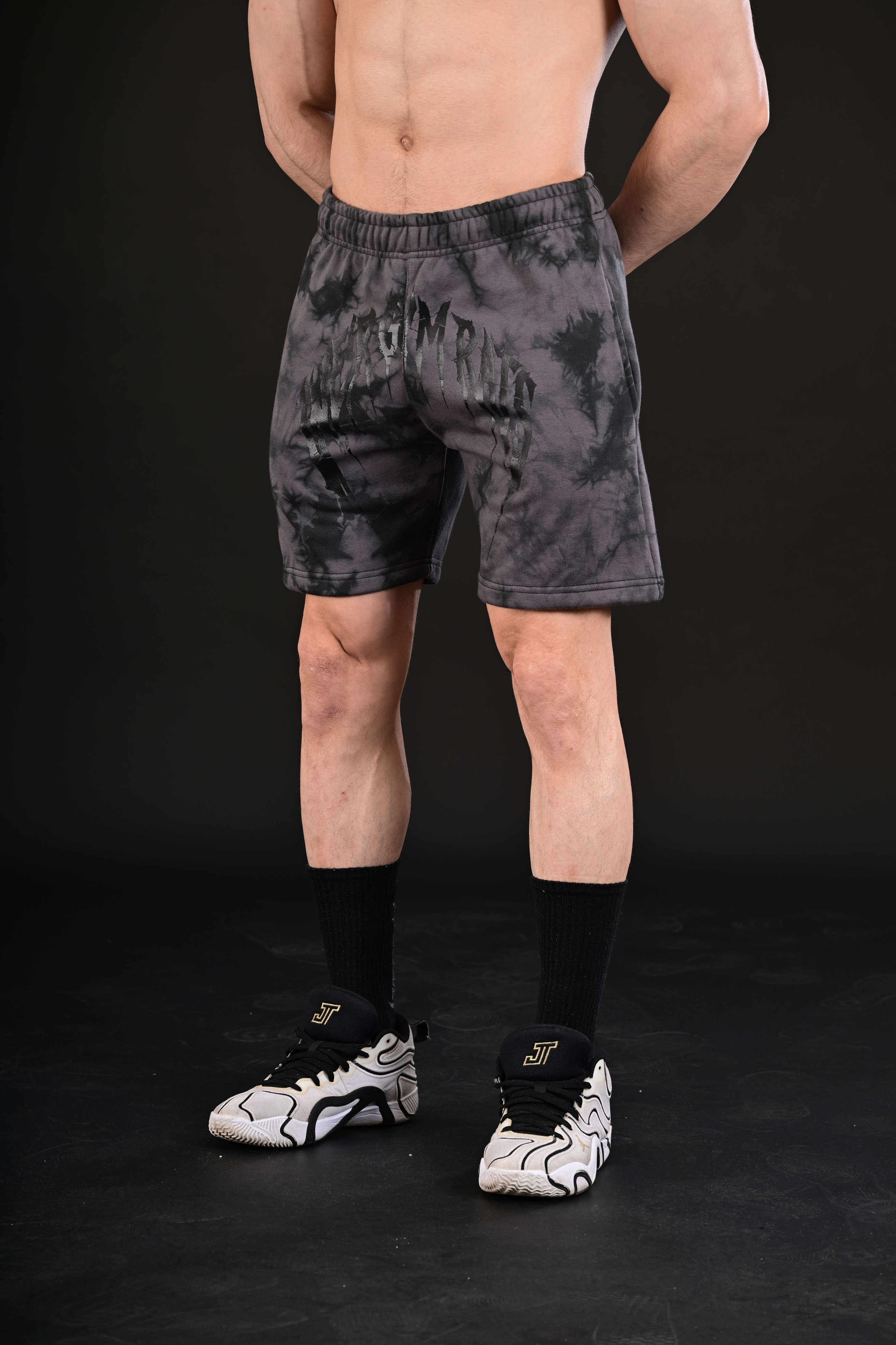 men workout shorts breathable grey