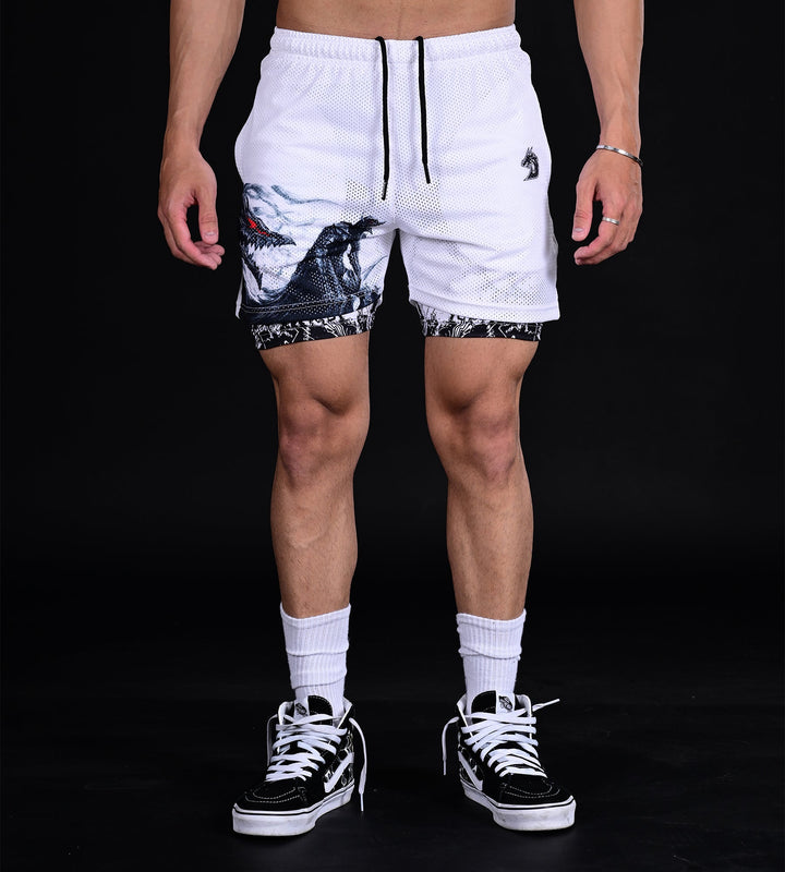 White anime mesh shorts men lightweight summer wear Pakistan