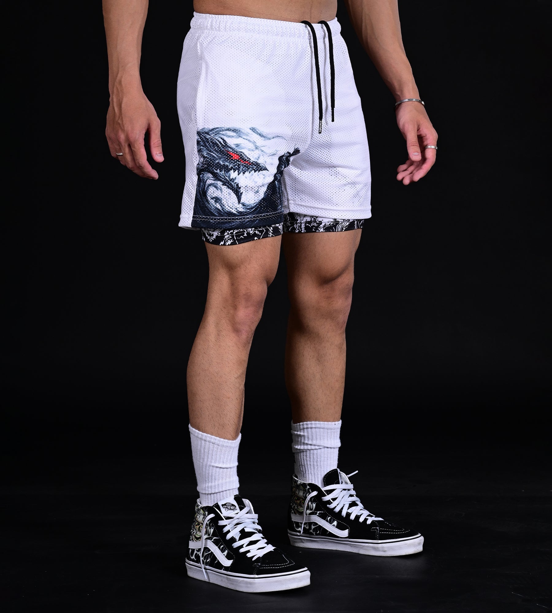 Lightweight white athletic mesh shorts modern summer style