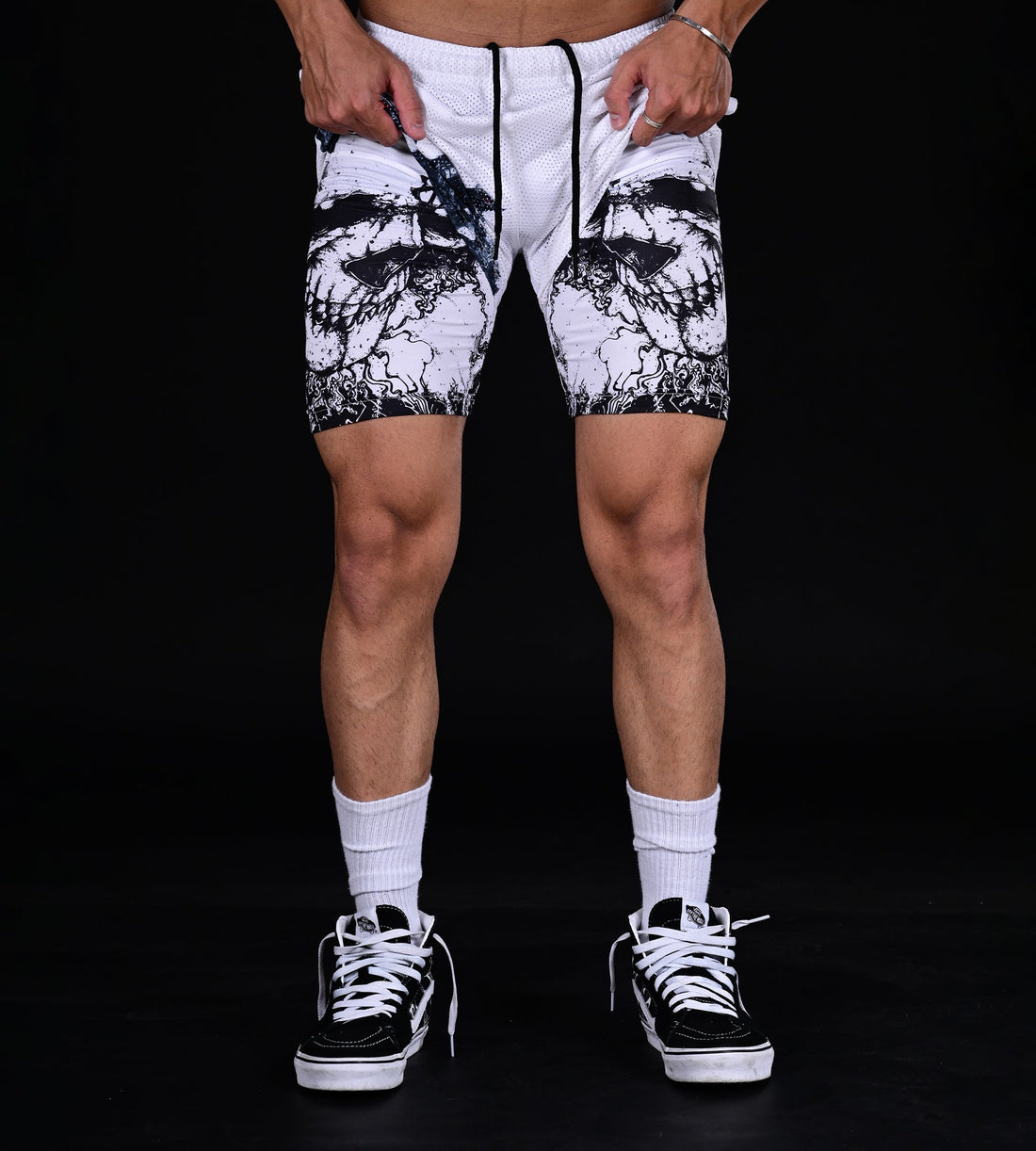 Breathable white sports shorts men active lifestyle clothing