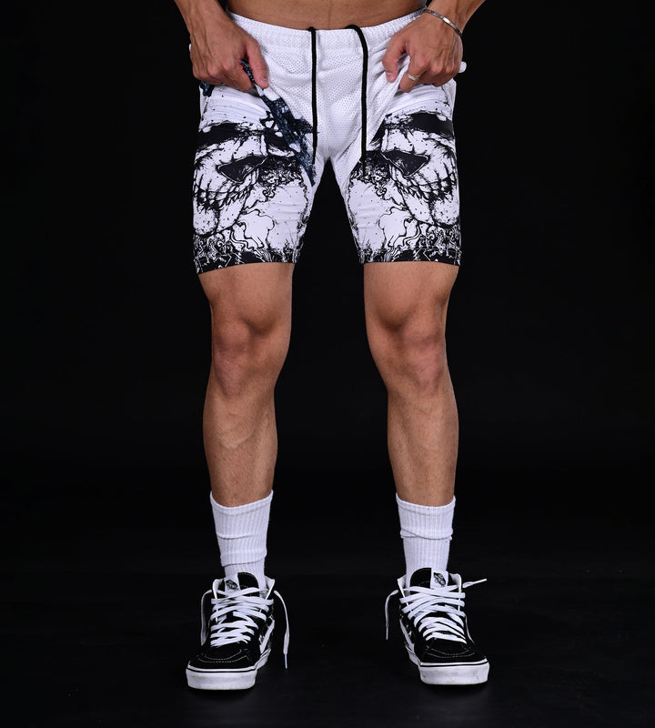 Breathable white sports shorts men active lifestyle clothing