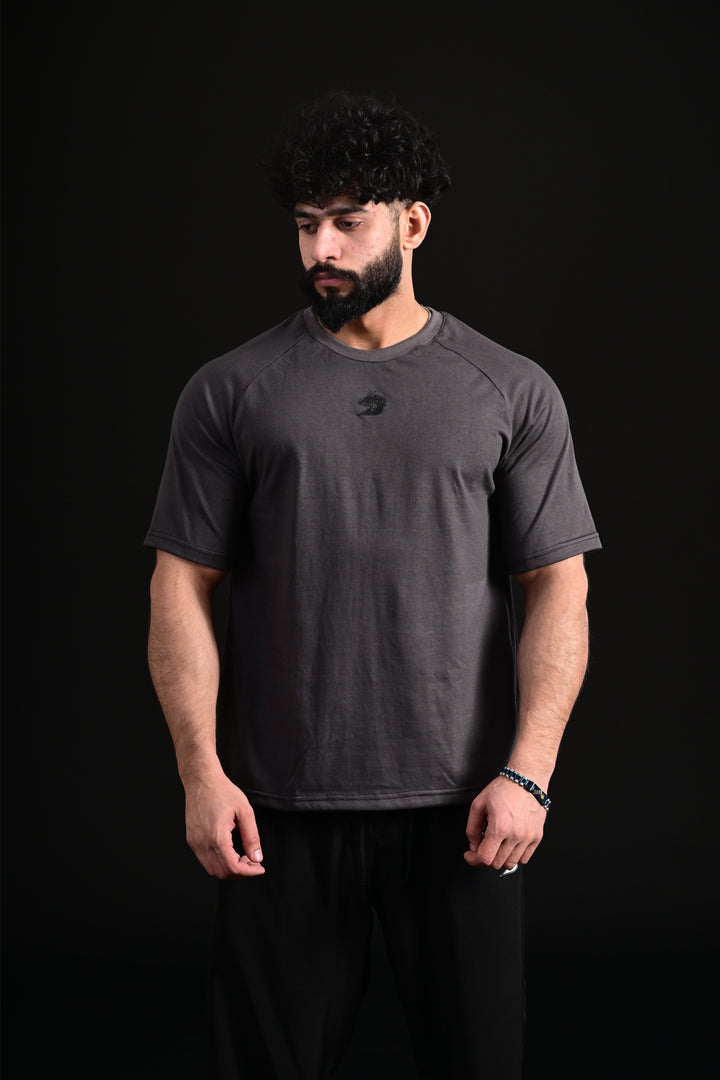 Urban grey oversized tee skull graphic modern fashion