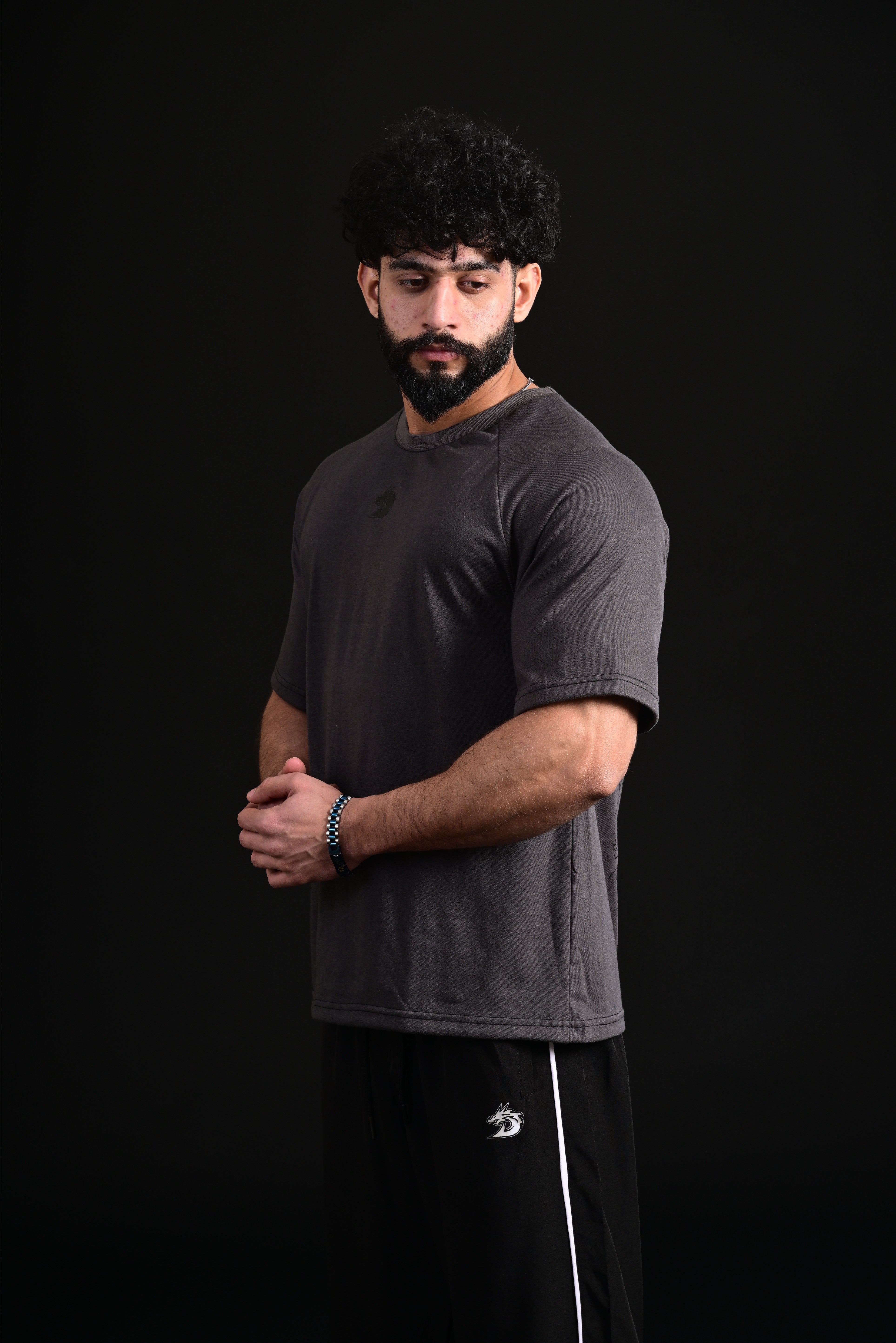Men grey skull graphic tee street style clothing