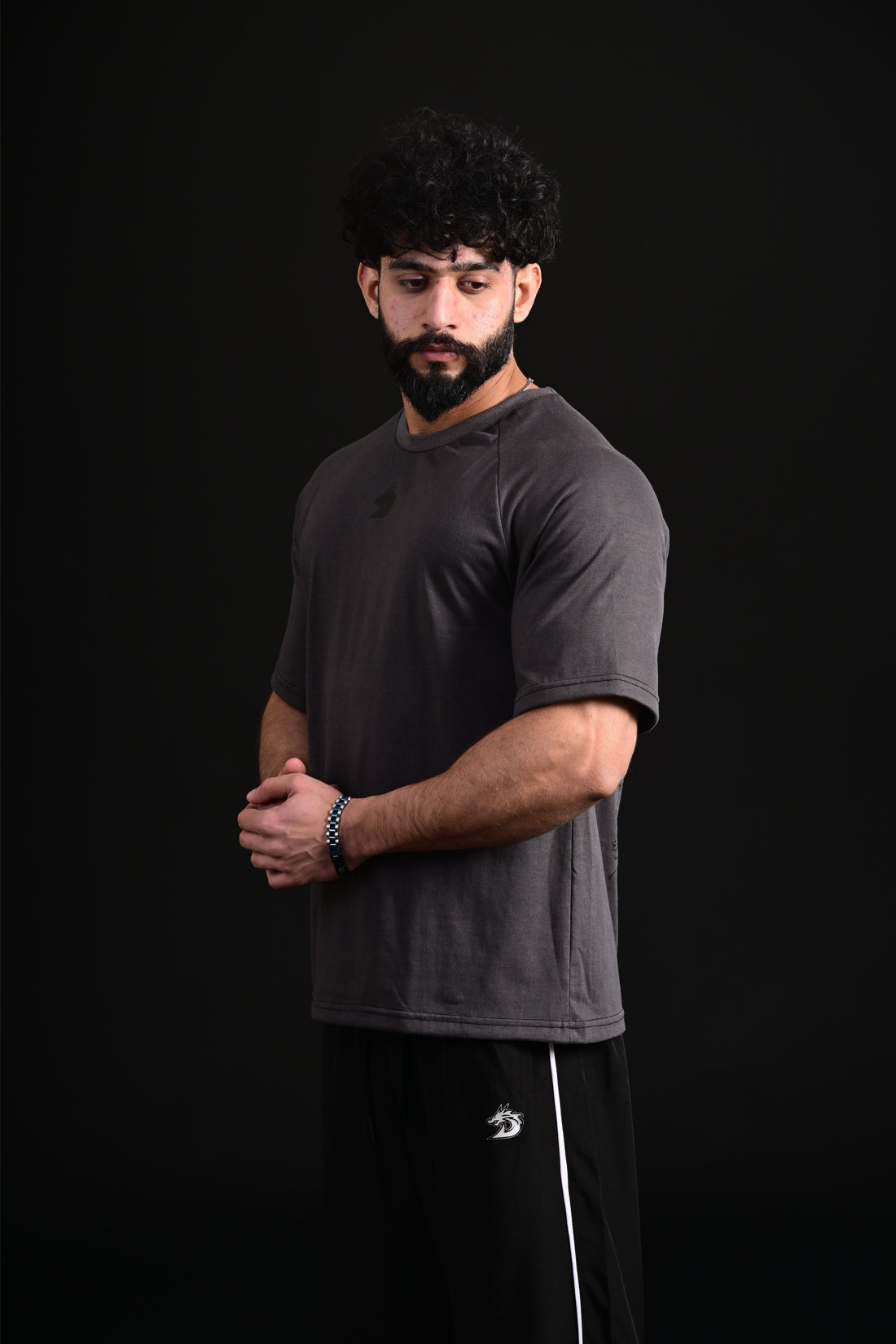 Men grey skull graphic tee street style clothing