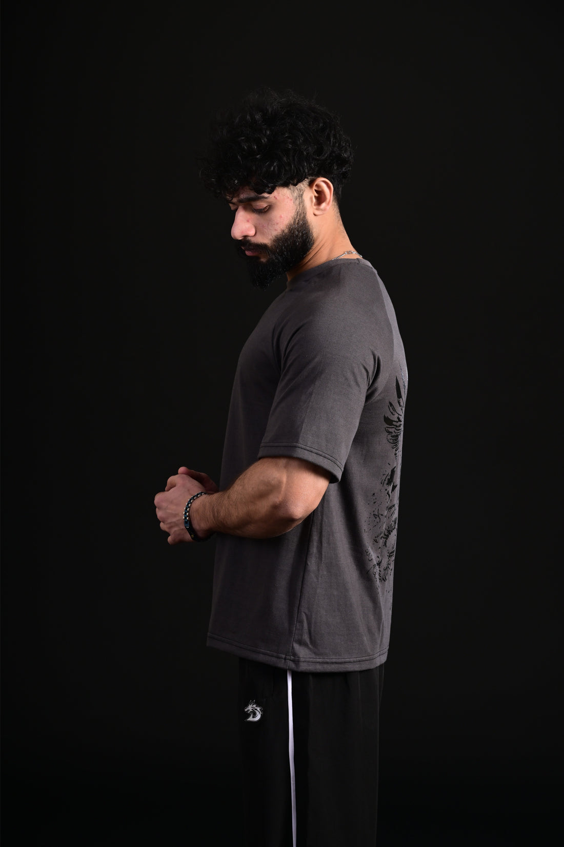 Modern grey oversized t shirt casual and gym wear