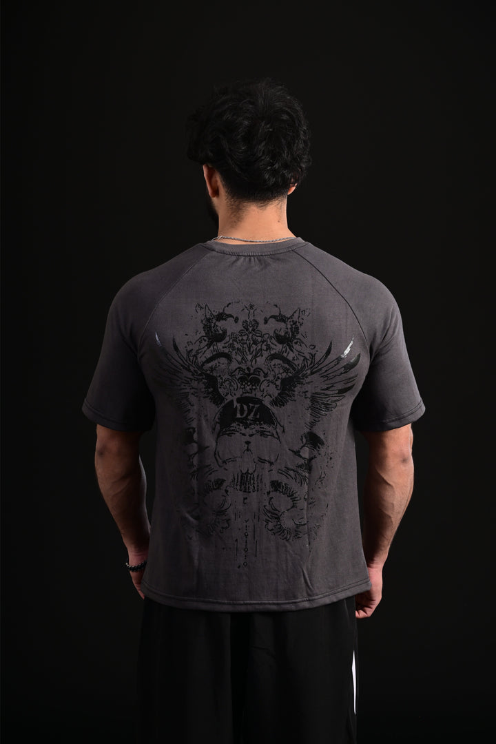 Grey skull oversized t shirt men streetwear Pakistan