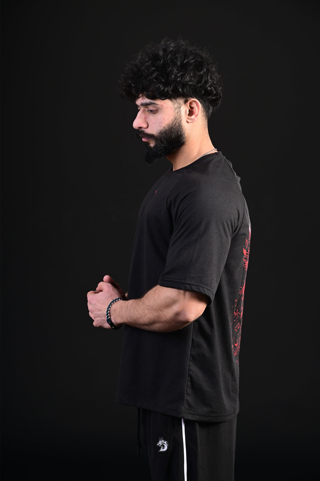 Men black skull graphic tee street style clothing