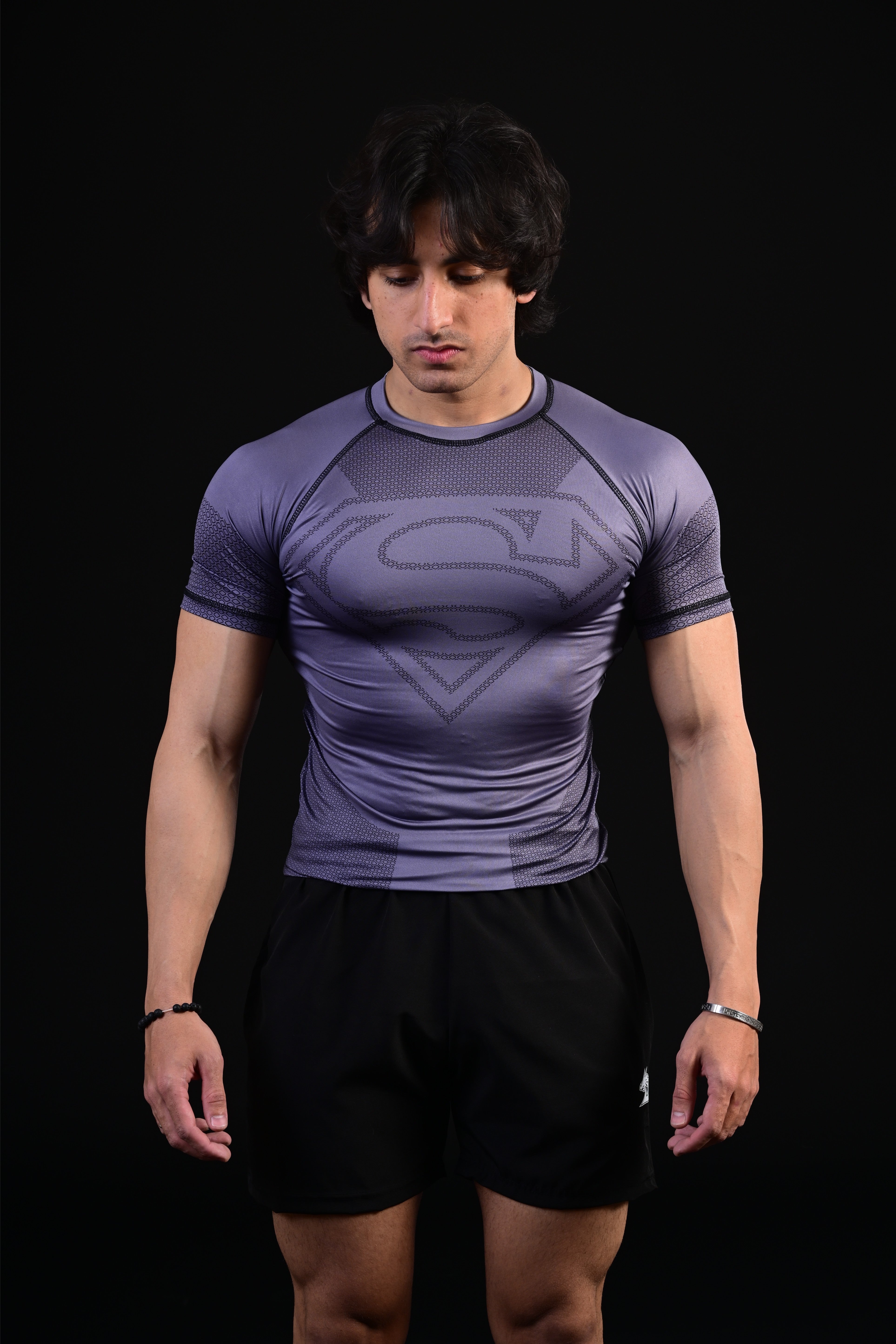 Grey Superman compression t shirt men performance sportswear Pakistan