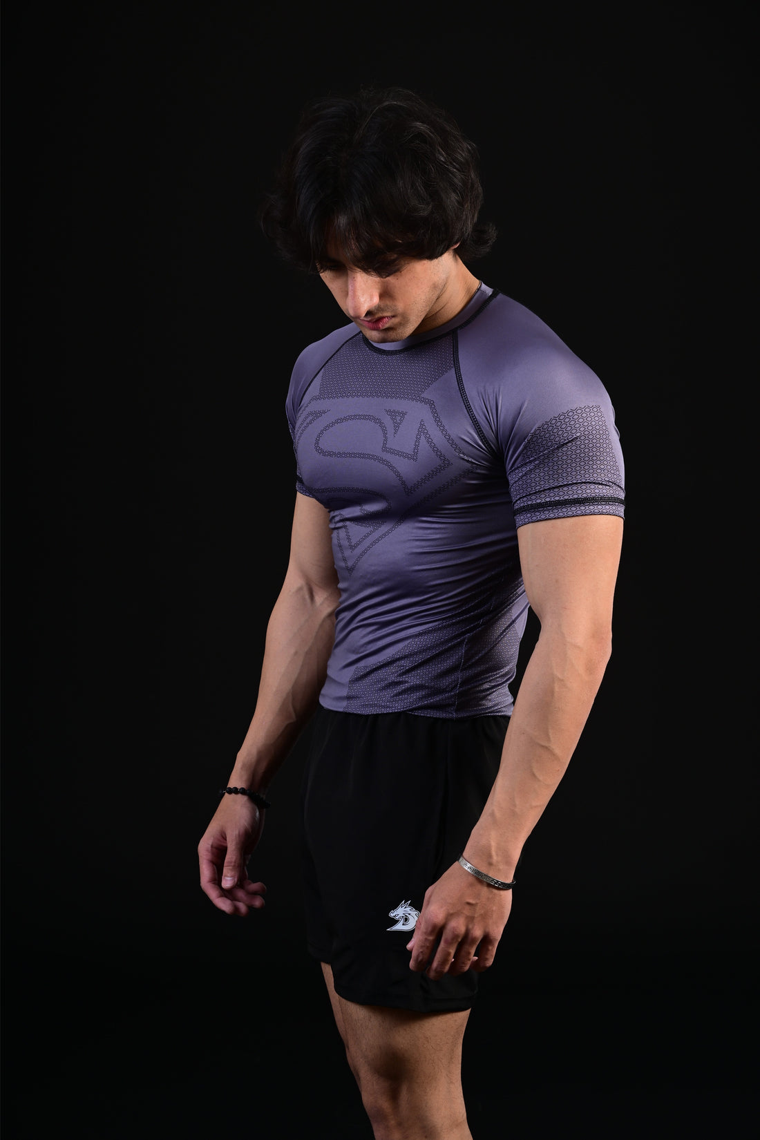 Athletic grey compression gym shirt modern activewear style