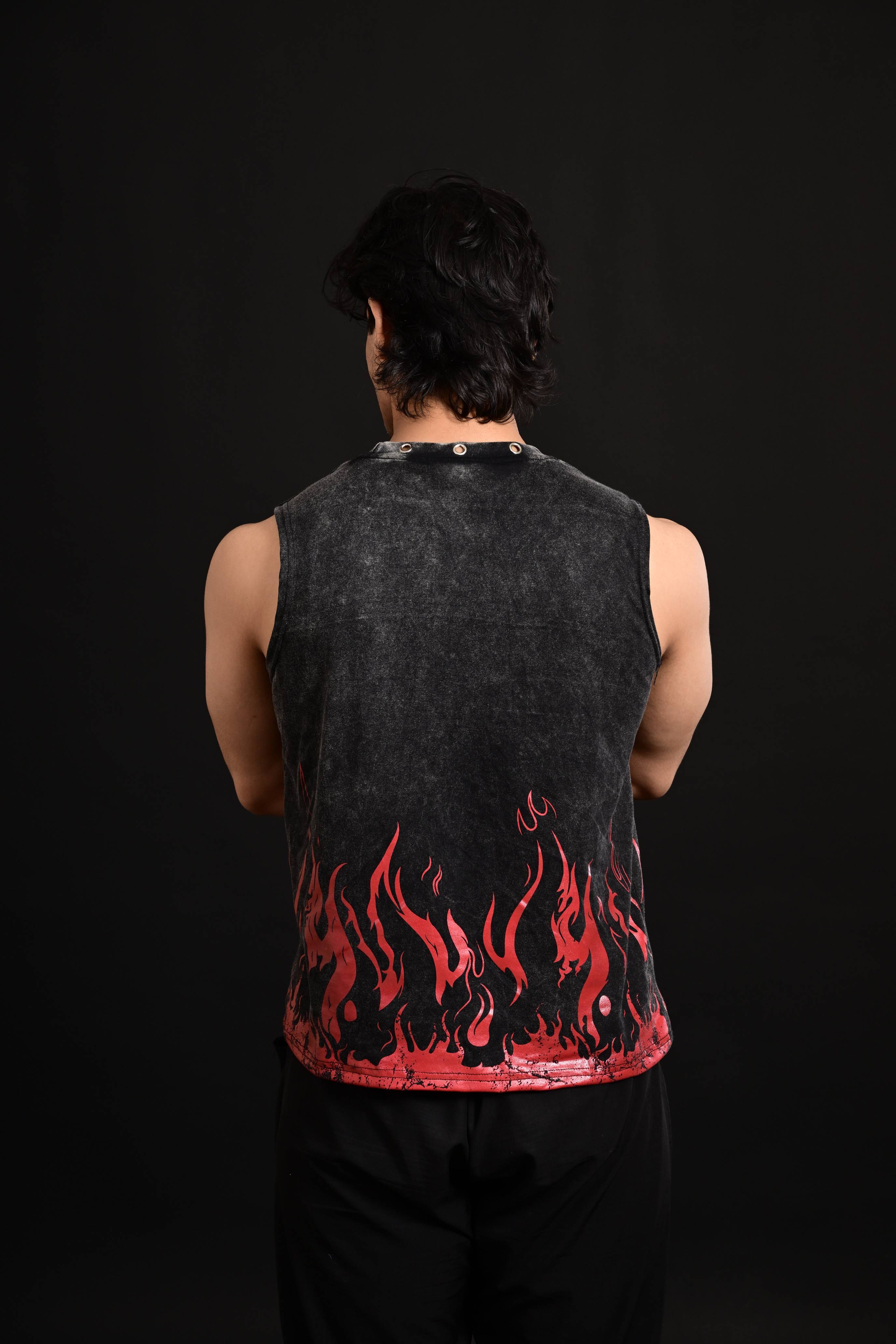 acid wash sleeveless gym tank Darczila