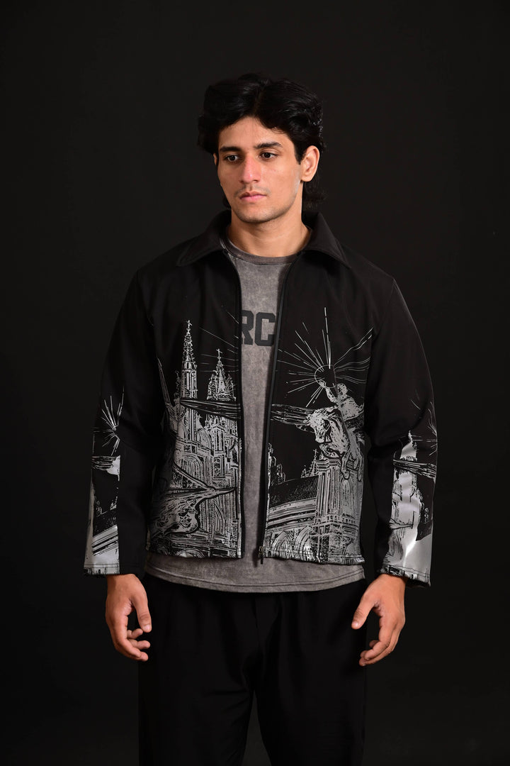 Hercules black graphic jacket for men in Pakistan