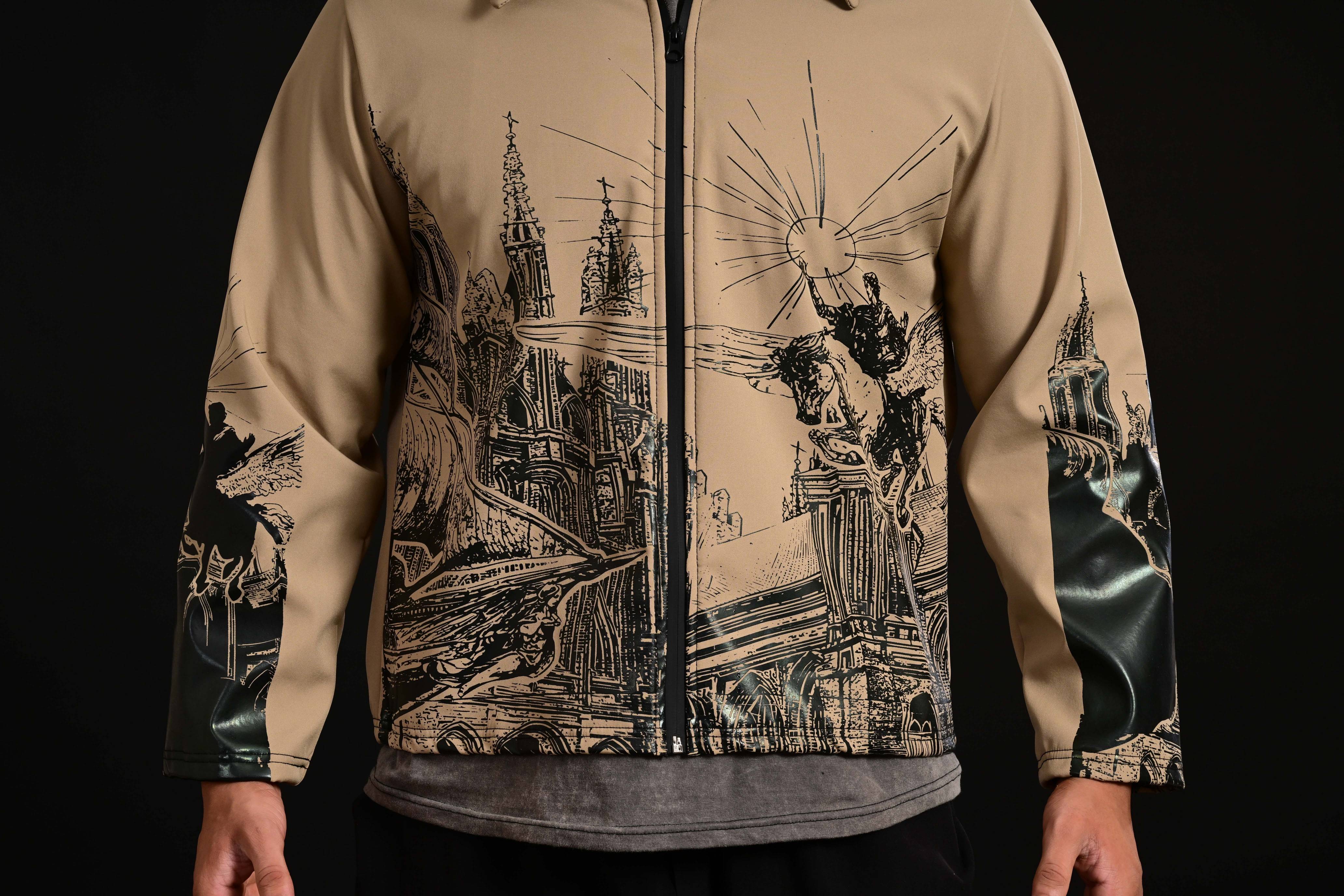 Hercules buff jacket fabric close up Pakistan