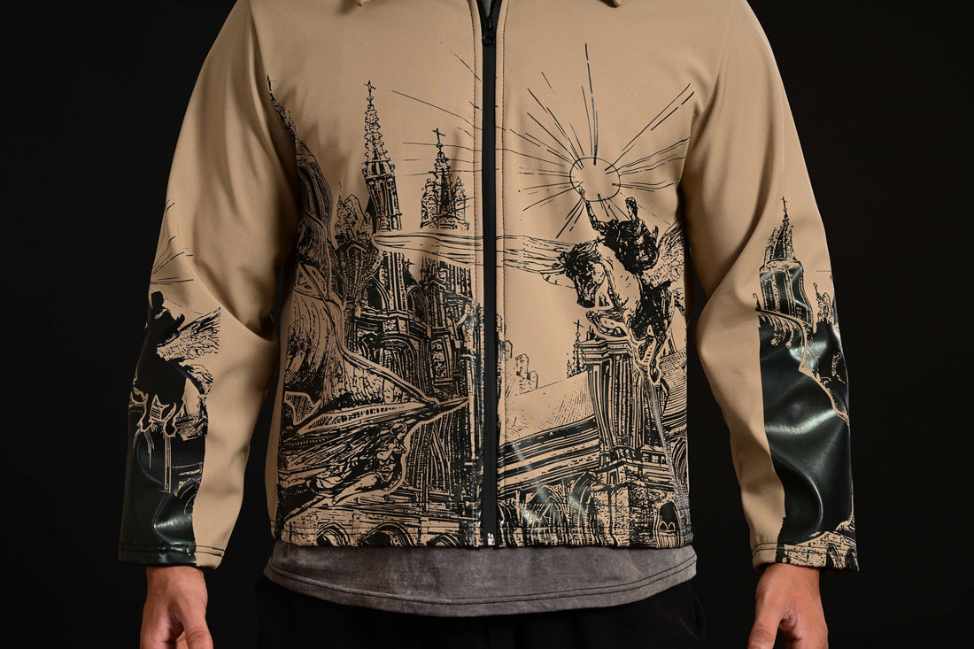 Hercules buff jacket fabric close up Pakistan