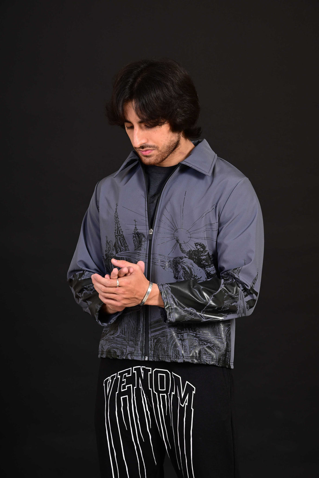 Statement print jacket for men navy Pakistan