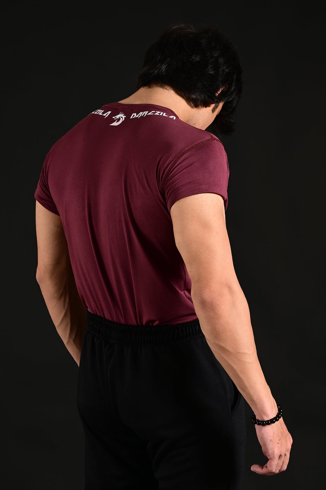 Maroon Compression Workout Tee for men 