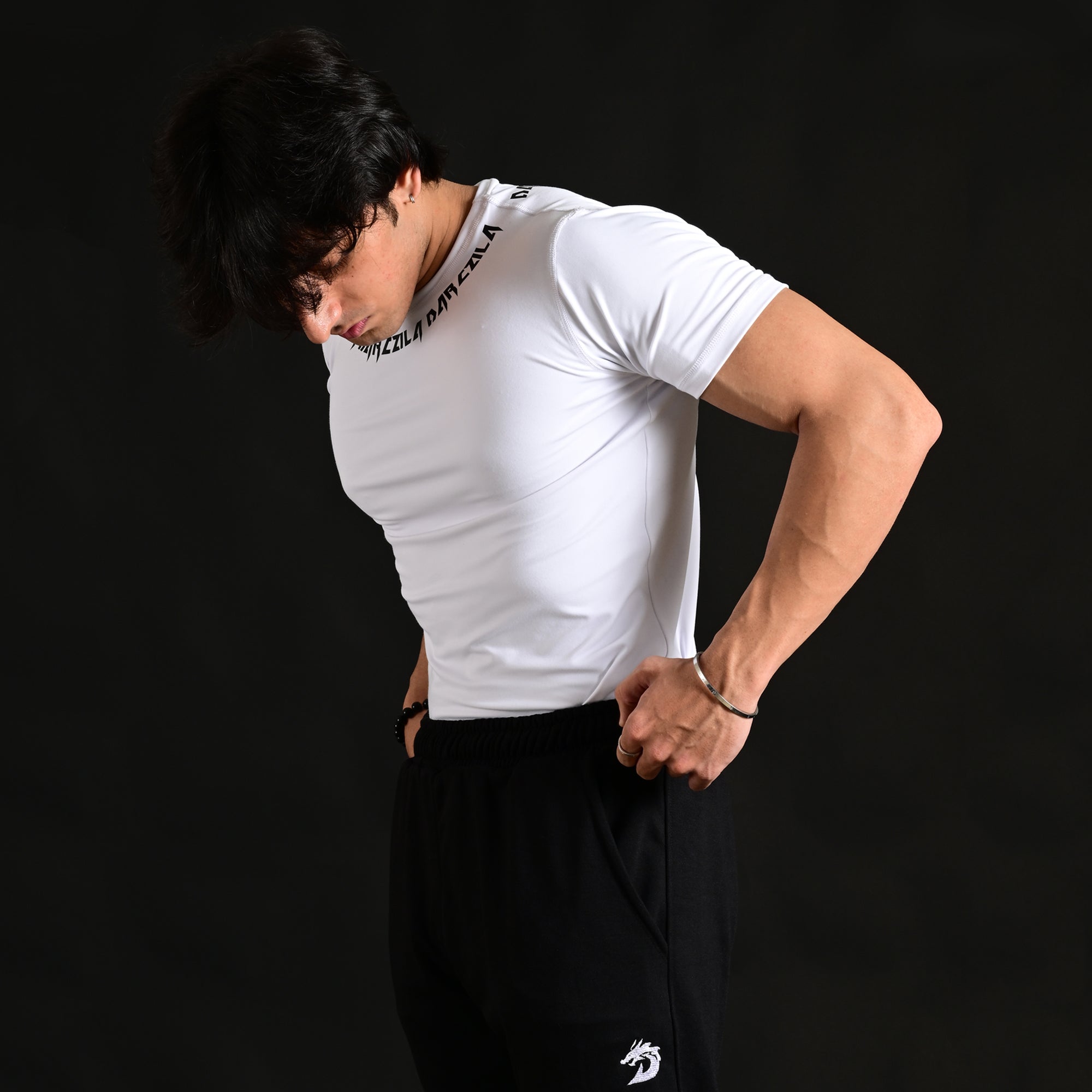 Premium White Compression Tee for men gym 